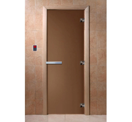 Стеклянная дверь для бани и сауны DoorWood «Бронза Матовая» 2000х900