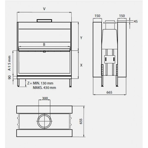 Каминная топка KFD Linea DF V 1190 4.0