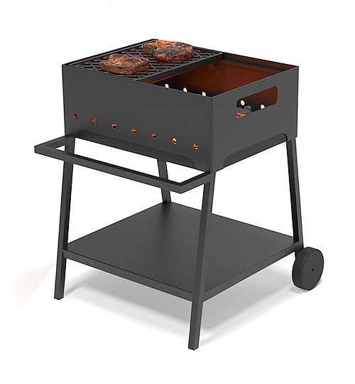 Мангал Везувий "Турист" №2 с чугунной решеткой "Стейк" на подставке