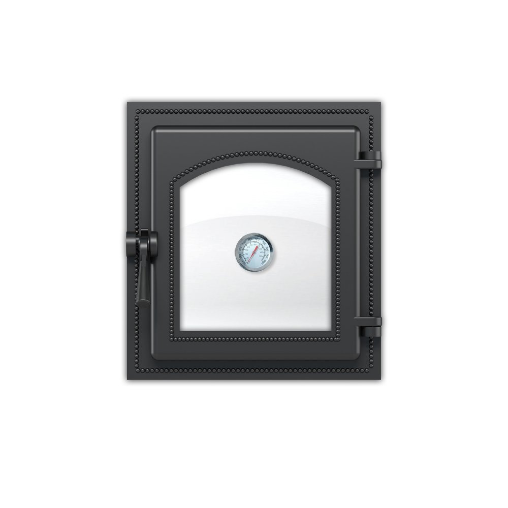 Дверка Везувий каминная 270 (Антрацит) с термометром