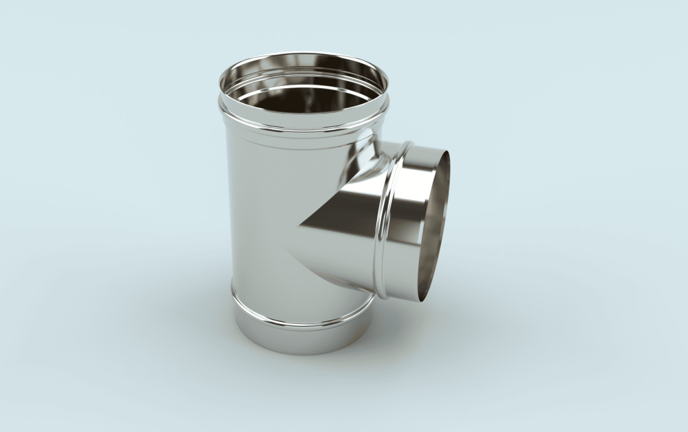 Тройник 90 ° из нержавеющей стали для дымохода, круглый