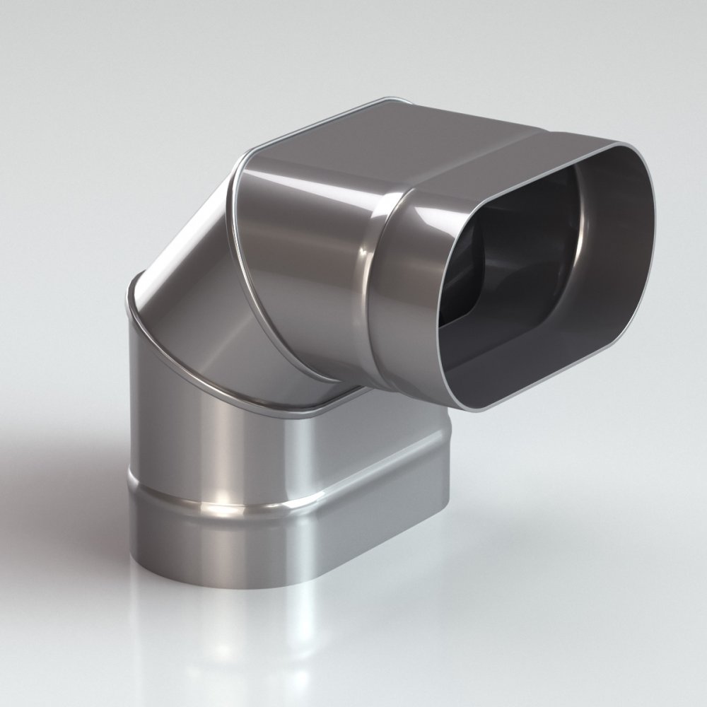 Отвод (колено) 90° овальный из нержавеющей стали для дымохода и вентиляции