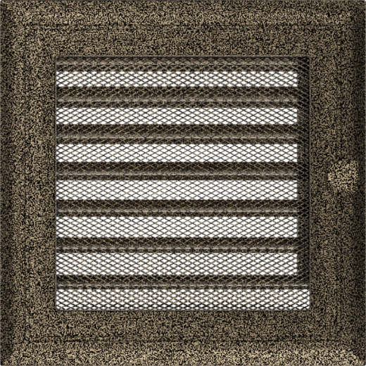 Вентиляционная решетка Oskar черный-латунь с жалюзи (17х17) 17OCZX