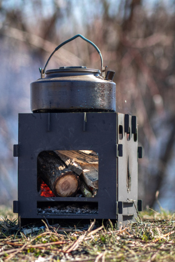 Компактная печь щепочница разборная средняя