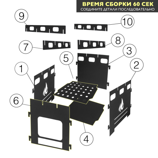 Компактная печь щепочница разборная средняя