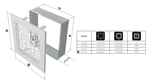 Вентиляционная решетка графитовая ABC (17х49) 49ABC/G